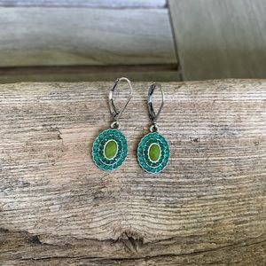 Glam teal and green earrings